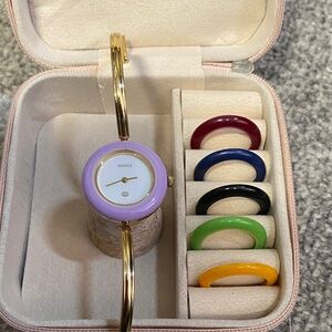 Gucci Gold Watch with Purple Bezel and Colorful Options